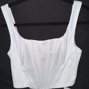 White Wired Corset Cropped Tank Top